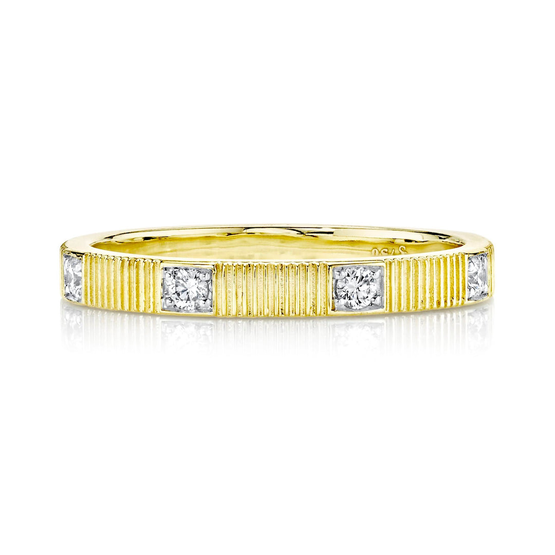 SLOANE STREET 18K Yellow Gold and Diamond Stackable Band