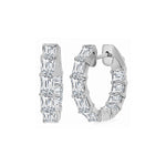 Load image into Gallery viewer, 18K White Gold Small Inside/Outside Diamond Hoop Earrings