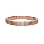 Load image into Gallery viewer, ROBERTO DEMEGLIO Scacco Stretch Bracelet in Matte Rose Gold with Diamond Pavé Station