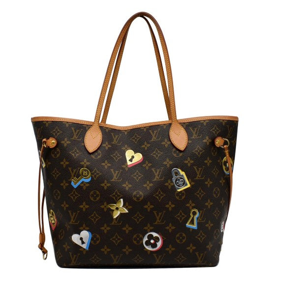Pre-Owned LOUIS VUITTON Love Lock Neverfull MM Monogram Canvas Tote