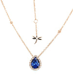 Load image into Gallery viewer, CASATO 18K Rose Gold Bou Drop Tanzanite Halo Necklace