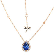 CASATO 18K Rose Gold Bou Drop Tanzanite Halo Necklace