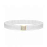 Load image into Gallery viewer, DEMEGLIO Shiny White Ceramic and Yellow Gold Diamond Station Stretchable Bracelet