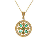 Load image into Gallery viewer, ESTATE 14K Yellow Gold Emerald and Diamond Necklace