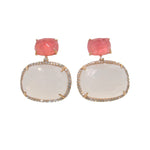 Load image into Gallery viewer, VIANNA 18K Rose Gold Agate, Rhodochrosite, Diamond Earrings - SALE