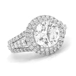 Load image into Gallery viewer, 18K White Gold Round Double Halo Engagement Ring
