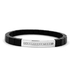 Load image into Gallery viewer, 18K White Gold Bar and Matte Black Ceramic Diamond Bracelet