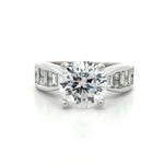 Load image into Gallery viewer, 18K White Gold Engagement Ring with Baguette and Princess Cut Diamonds
