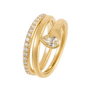 18K Yellow Gold Diamond Bypass Ring