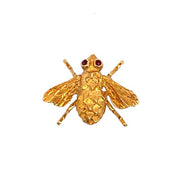 ESTATE Vintage Herbert Rosenthal 18K Yellow Gold Ruby Eyes Bumble Bee Pin Brooch
