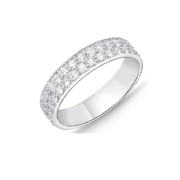 MEMOIRE 18K White Gold Eternal Star Diamond Wedding or Anniversary Band