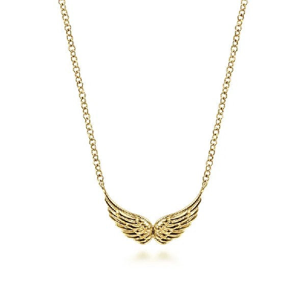 14K Yellow Gold Angel Wings Necklace