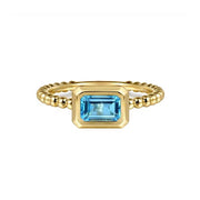 14K Yellow Gold Swiss Blue Topaz Stackable Ring