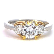 Platinum and 18K Yellow Gold 3-Stone Diamond Engagement Ring