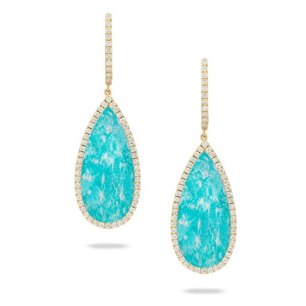 Amazonite Doublet and Diamond Earrings