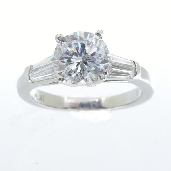 PLATINUM SOLITAIRE RING WITH BAGUETTES