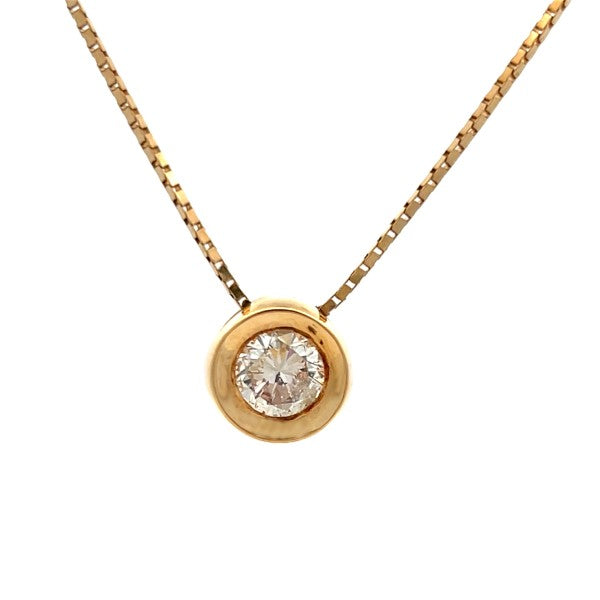 ESTATE 14K Yellow Gold Diamond Bezel Slide Pendant Necklace