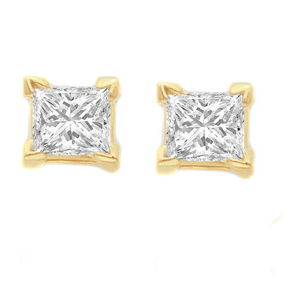 Princess Cut Diamond Stud Earrings 0.52cttw