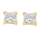 14K Yellow Gold Princess Cut Natural Diamond Stud Earrings 0.52cttw