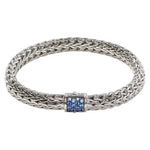 Load image into Gallery viewer, Classic Chain Silver Medium Blue Sapphire Bracelet
