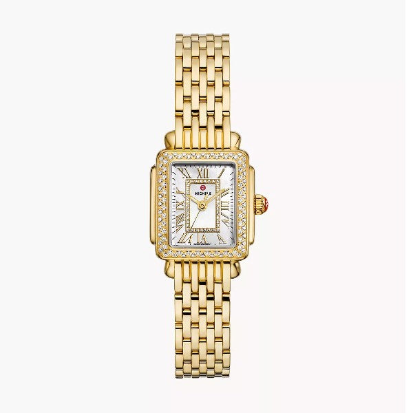 MICHELE Deco Madison Mini Diamond 18K Gold-Plated Watch