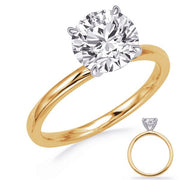 18K Two-Tone Diamond Solitaire Engagement Ring With Hidden Halo