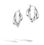 Load image into Gallery viewer, Bamboo Silver Twisted Hoop Earrings