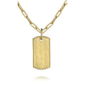 14K Yellow Gold Dog Tag Pendant Necklace