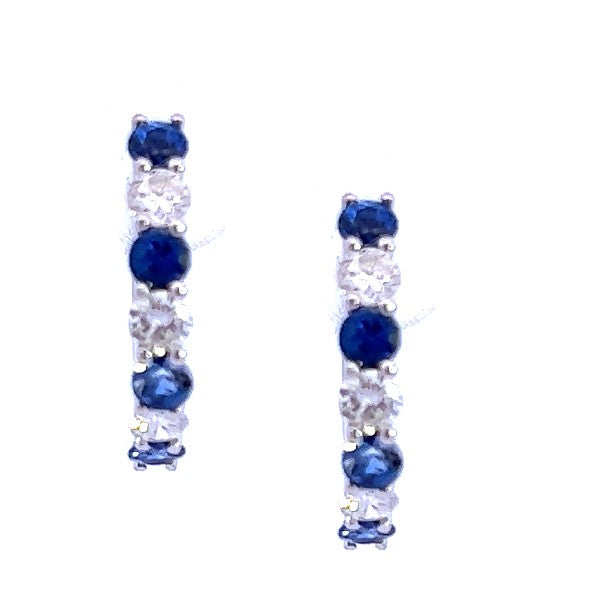 Sapphire and Diamond Small Hoop Earrings