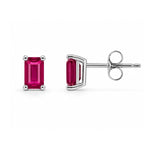Load image into Gallery viewer, 14K White Gold Ruby Stud Earrings
