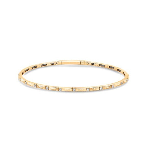 14K Yellow Gold Flexible Diamond Bangle Bracelet