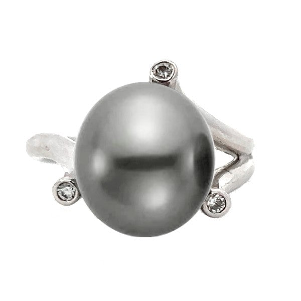 Tahitian Pearl and Diamond Ring