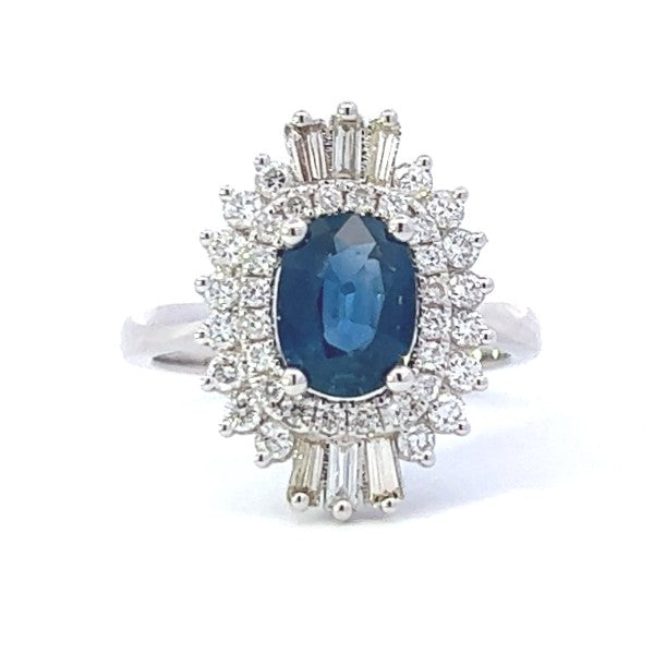 Sapphire And Diamonds Fashion Ring