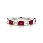 Load image into Gallery viewer, 18K White Gold Alternating Ruby and Diamond Ring
