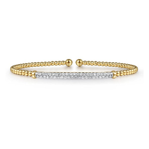14K Yellow Gold Diamond Bar Split Bangle