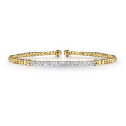 14K Yellow Gold Diamond Bar Split Bangle