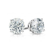 14K White Gold Natural Diamond Stud Earring with Threaded Backs 3.00cttw