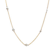 18K White & Yellow Diamond Bezel Station Necklace