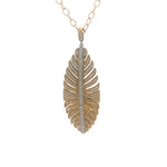 Load image into Gallery viewer, SETHI COUTURE 18K Yellow Gold Feather Diamond Pendant
