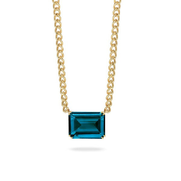 18K Yellow Gold London Blue Topaz Necklace