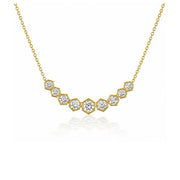 18K Yellow Gold Diamond Hexagon Necklace