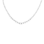 18K White Gold Tennis Necklace With Various Shaped Diamonds
