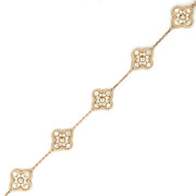 14K Yellow Gold Diamond Clover 5-Station Bracelet