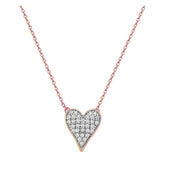 14K Rose Gold Diamond Heart Pendant Neckalce