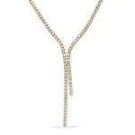 Load image into Gallery viewer, 18K Yellow Gold Diamond Lariat Tennis Necklace
