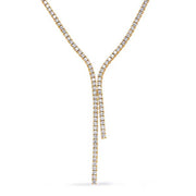 18K Yellow Gold Diamond Lariat Tennis Necklace