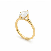 14K Yellow Gold Solitaire Hidden Halo Engagement Ring