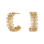 Load image into Gallery viewer, SETHI COUTURE 18K Yellow Gold Mist White Diamond Huggies