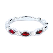 14K White Gold Ruby and Diamond Stackable Band