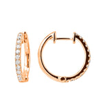 Load image into Gallery viewer, 14K Rose Gold Diamond Huggie Hoop Earrings